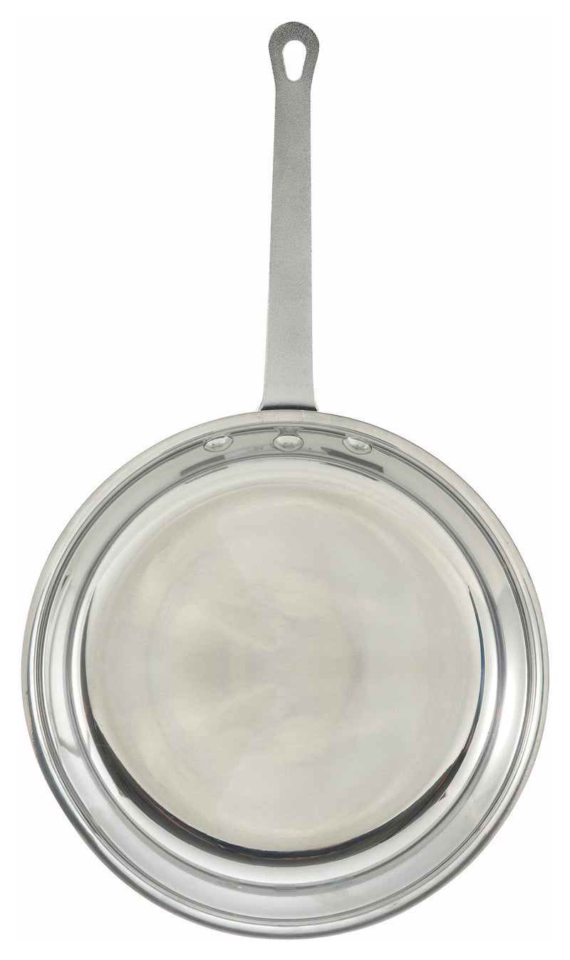 Winco AFP-8 8 Inch Fry Pan Round Riveted Handle Aluminum Mirror Finish