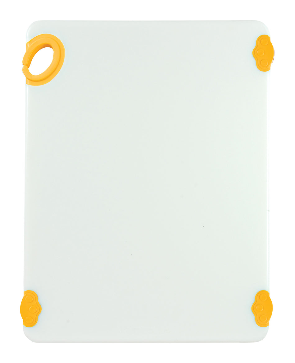 Winco CBN-1520YL 15 Inch Rectangular Cutting Board with Rubber Grip Hook Yellow Co-Polymer