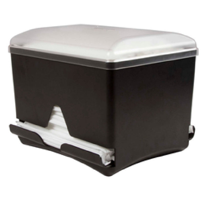Carlisle ST500 10 Inch Double-sided Straw Dispenser Plastic Black with Clear Lid