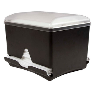 Carlisle ST500 10 Inch Double-sided Straw Dispenser Plastic Black with Clear Lid