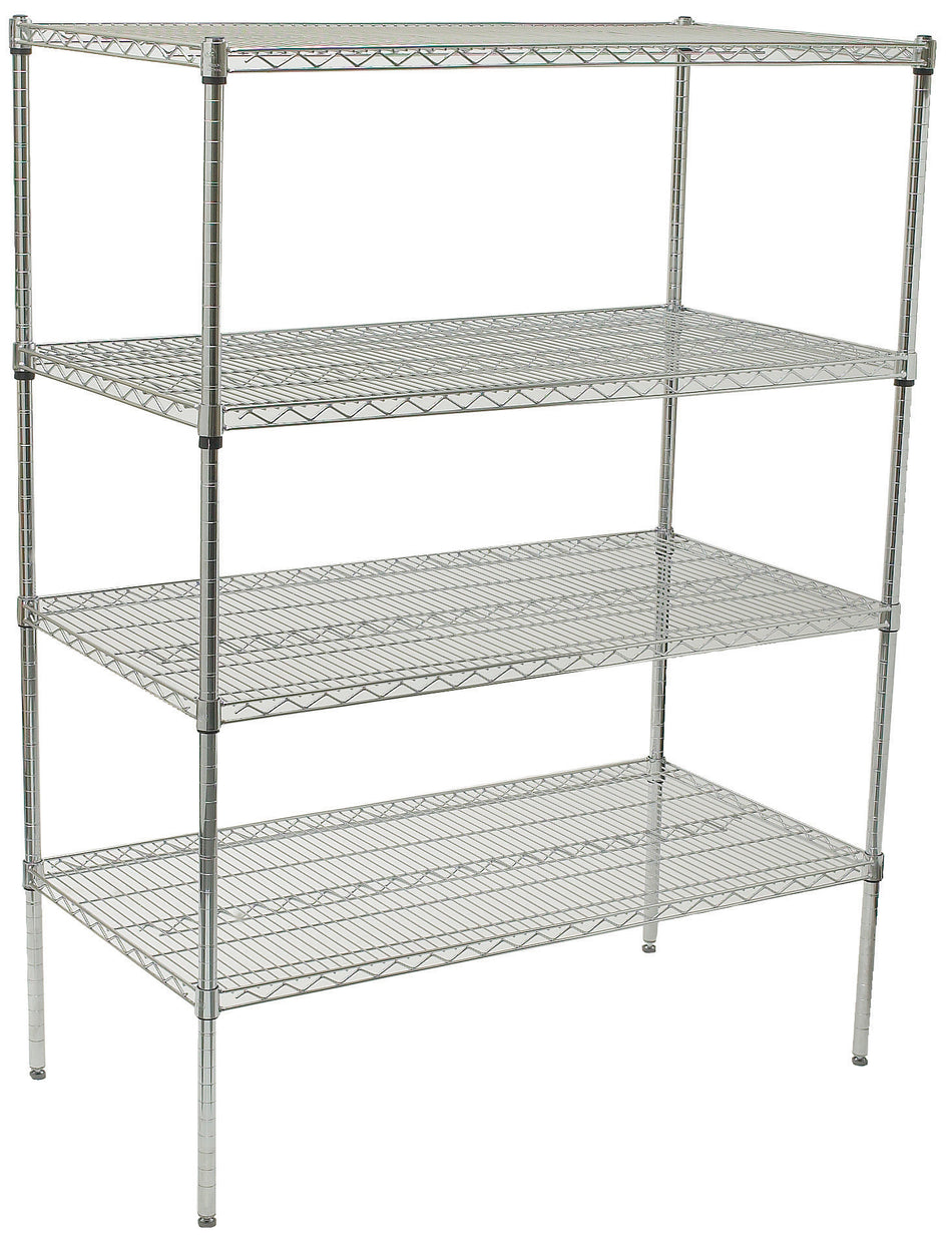 Winco VCS-1848 48 Inch Wire Shelving Set 4 Tiers with Chrome Finish