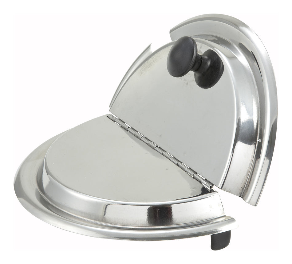 Winco INSH-11 Quarts Hinged Inset Cover to 11 Quart Stainless Steel Mirror Finish