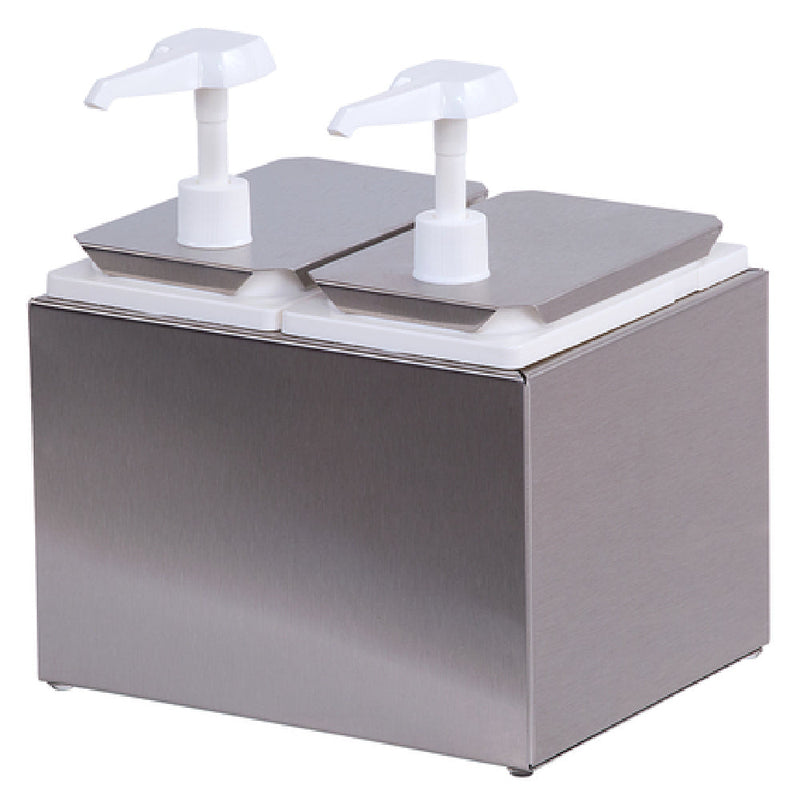 Carlisle 38502 9-5/8 Inch Countertop Condiment Dispenser Stainless Steel with 2 Pumps