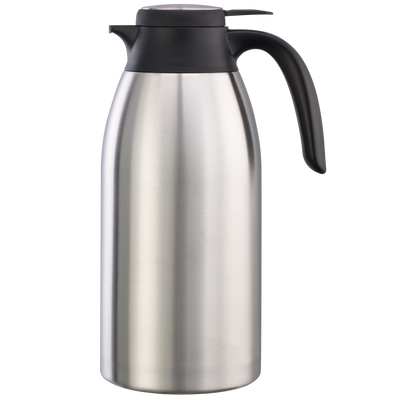 Flow Control 2-Liter Vacuum Insulated Carafe in Brushed Stainless and Black