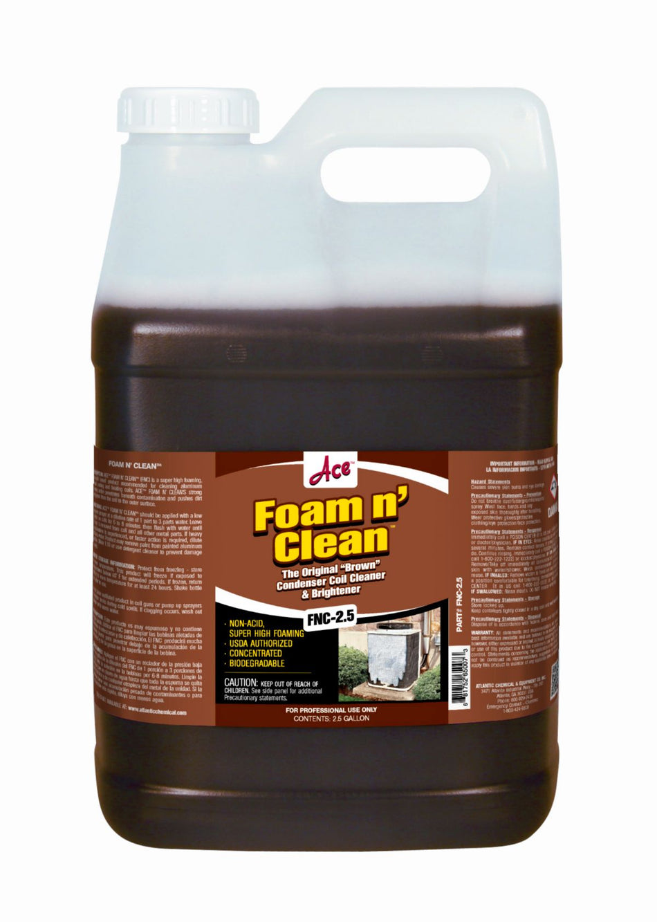 ACE FNC2.5, (FNC) ACE™ Foam N Clean 2.5 Gallon, HVAC Coil Cleaner, 2.500 Gallon