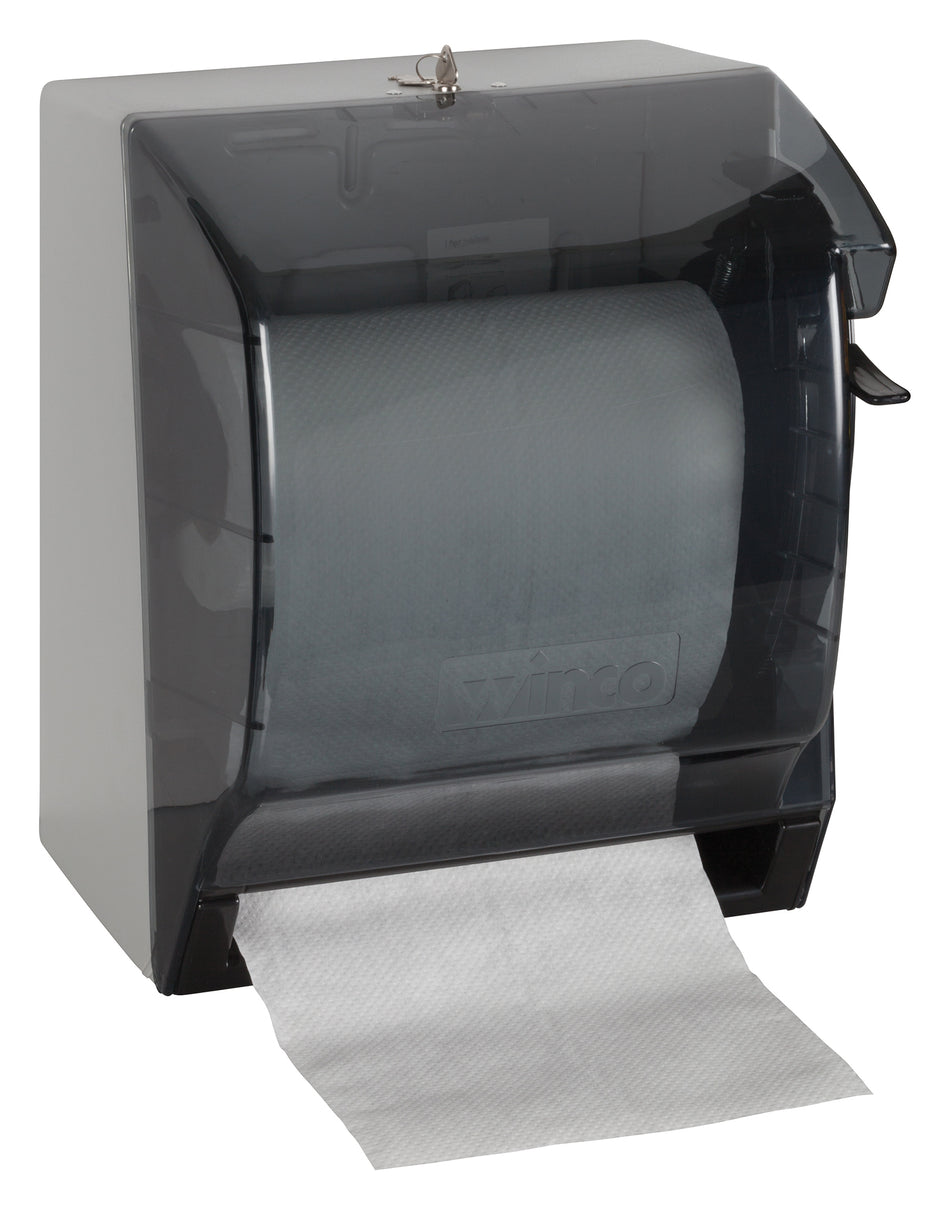 Winco TD-500 7-1/2 Inch Diameter Round Paper Towel Dispenser Plastic Black