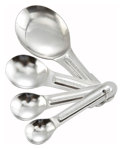 Winco MSP-4P 4-Piece Stainless Steel Measuring Spoons Set - Commercial Grade Kitchen & Lab Set