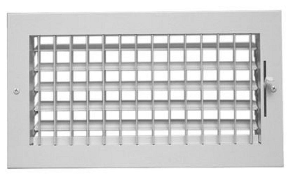 AirMate 01261206CW, 12x6 Single Deflection Air Register, White Steel Sidewall & Ceiling Air Vent with Multi-Shutter Damper