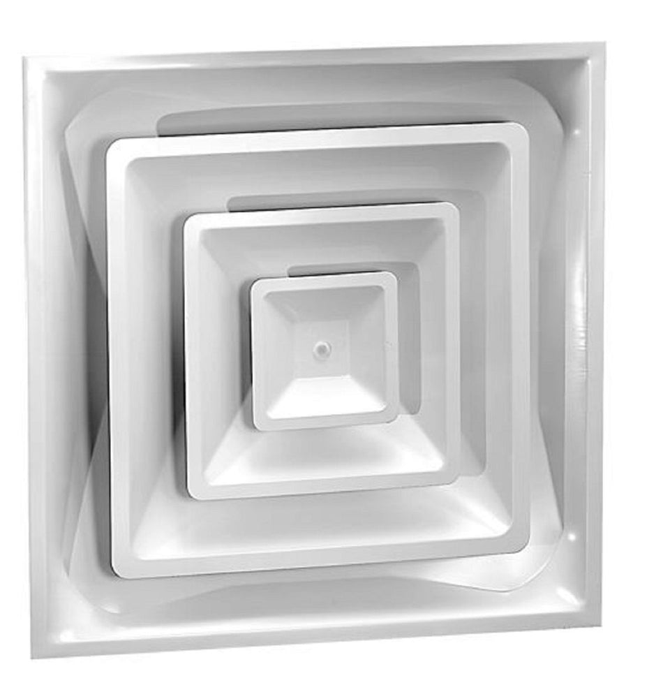 AirMate 03970008CW, 24x24 Ceiling Diffuser, 8 in Neck, White Steel Ceiling Air Vent