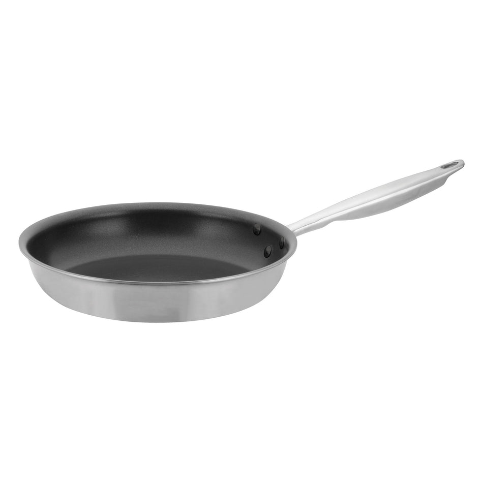 Winco TGFP-10NS 10 Inch Tri-Gen Induction Ready Fry Pan with Riveted Handle Stainless Steel