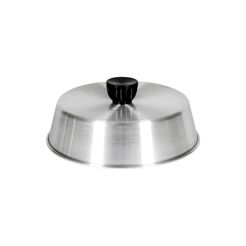 7" Diameter x 2" height with 1-1/2" diameter x 1" height Black Plastic Knob, Aluminum Grill Basting Cover