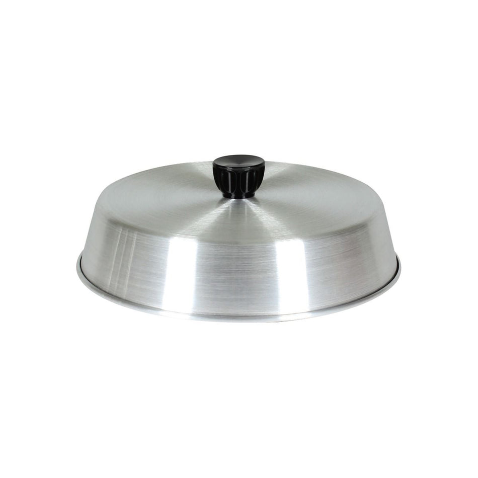 9" Diameter x 2" height with 1-1/2" Diameter x 1-1/8" height Black Plastic Knob, Aluminum Grill Basting Cover