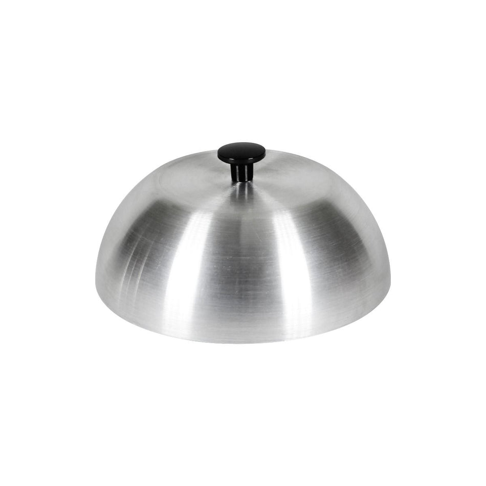 6" Diameter x 2-1/4" Height with 1" Diameter x 3/4" Height Black Plastic Knob, Aluminum Grill Basting Cover