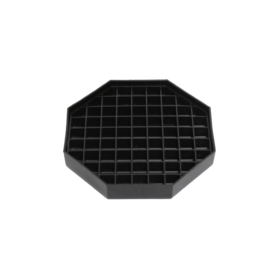 5-1/3" x 5-1/3" x 5/7", Hexagon Shape Drip Tray, (Pack of 4), Polypropylene, Black Color, Dishwasher Safe