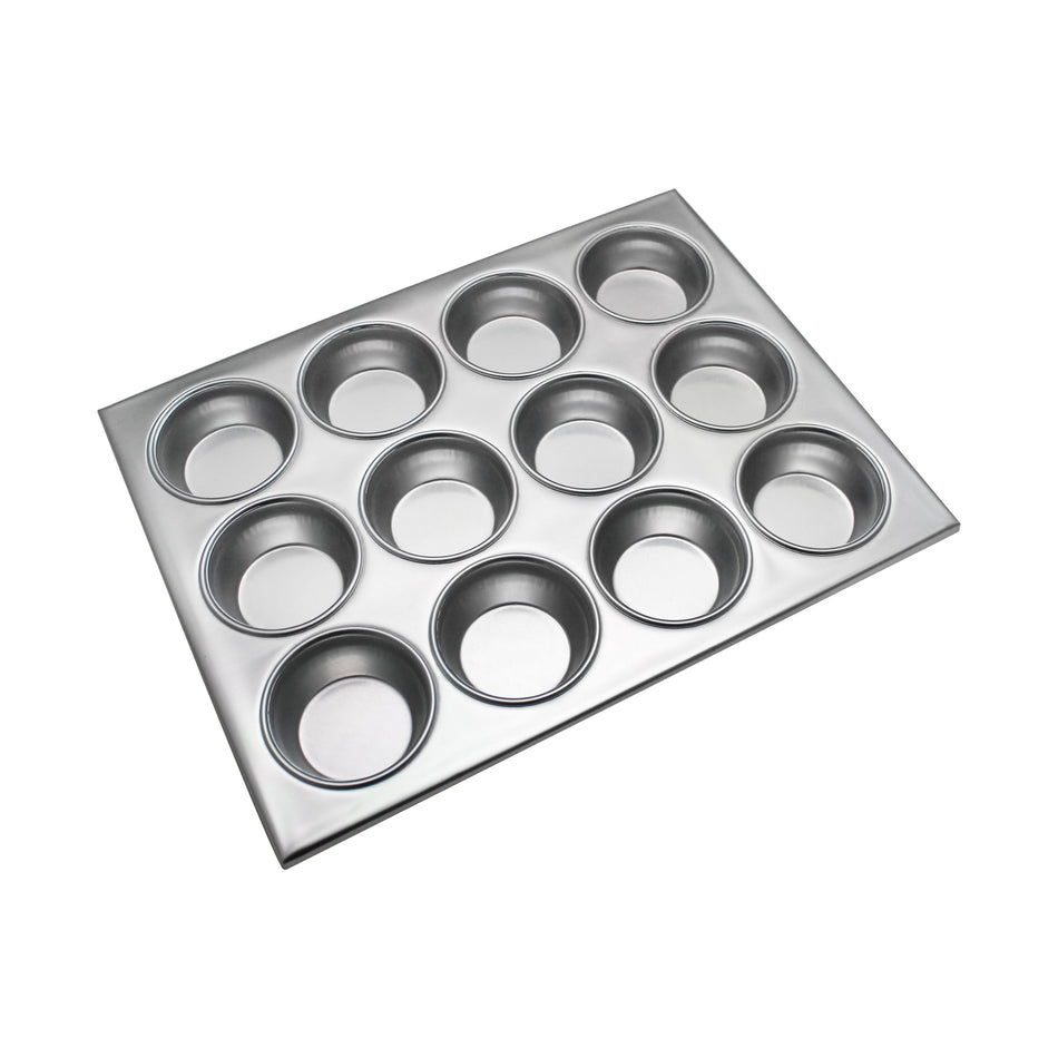 3-1/3 oz each cup, 12 Cup Muffin Pan, Aluminum, Oven Safe