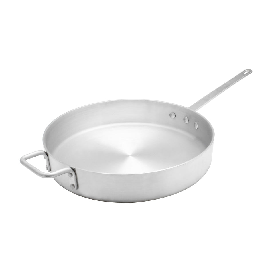 7 qt, 14-1/4" Diameter x 4-5/8" Height, 12-1/4" Handle, Sauté Pan, Aluminum, 3.5mm Thickness, Dishwasher Safe, standard Electric, Gas Cooktop, Halogen Ready, NSF