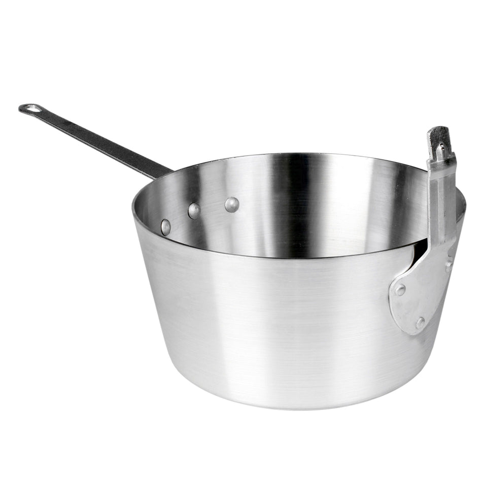 10 qt, 11-7/8" Diameter x 6-1/8" Height with 9-3/4" Handle, 4" Front Stem Catcher, Fryer Sauce Pan, Compatible with SLFB001, Aluminum, 2.6mm Thickness with Plated with Plated Iron Handle, Mirror-Finished