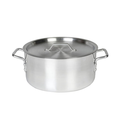 Thunder Group ALSKBP002 12 Quart Brazier Pot with Cover Aluminum Mirror Finish