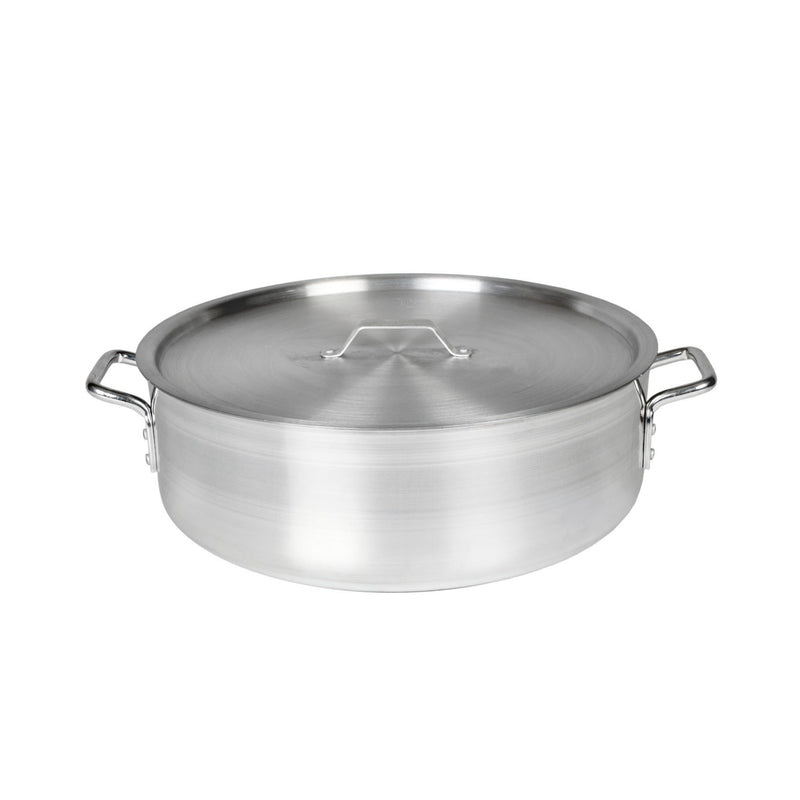 Thunder Group ALSKBP006 30 Quart Brazier Pot With Cover Aluminum Mirror Finish