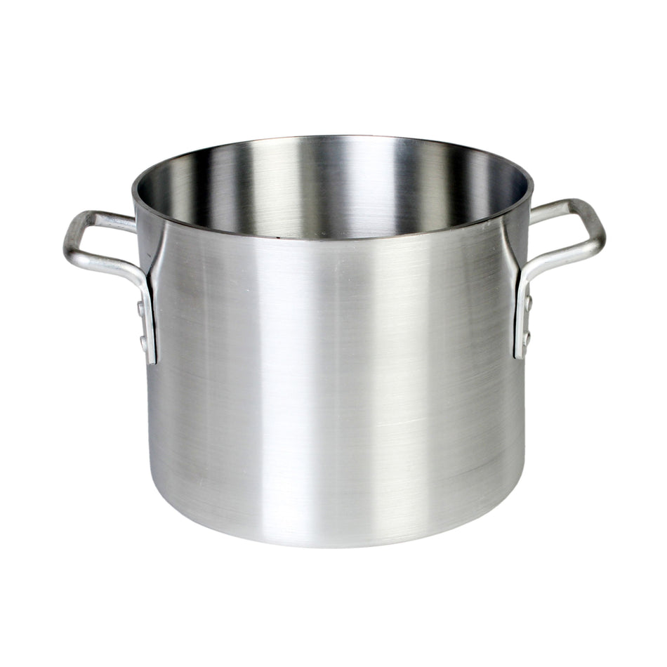 8 qt, 10" Diameter x 7-3/8" Height, 1-3/8"  Riveted Handle, Stock Pot, Aluminum, 4mm Thickness, Easy to Clean, Dishwasher Safe, NSF