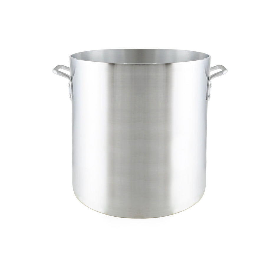 100 qt, 20-3/8" Diameter x 18-1/2" Height, 2" Length for Riveted Handle, Stock Pot, Aluminum, 6mm Wall Thickness, Easy to Clean, Dishwasher Safe, standard Electric, Gas Cooktop, Halogen Ready, Heavy-Duty, NSF