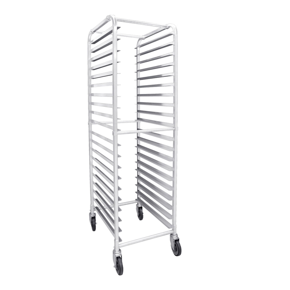 20-1/4" x 26" x 69-1/4", 20-Tier Sheet Pan Rack with 4 Casters (2 Locking Casters & 2 regular Casters), Aluminum, Holds 20 Full Size Sheet Pans or 40 Half Size Sheet Pans, Ships Knock-Down Package and Freight Only, No UPS Dropship, NSF