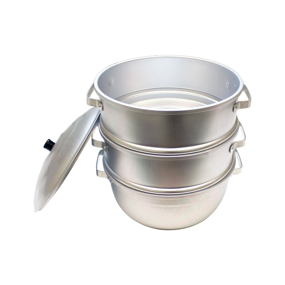 Aluminum Steamer Set, 11-1/2" Diameter x 14-1/2" Height, Hole Size: 1/8" (Lid,Steamer & Bottom)