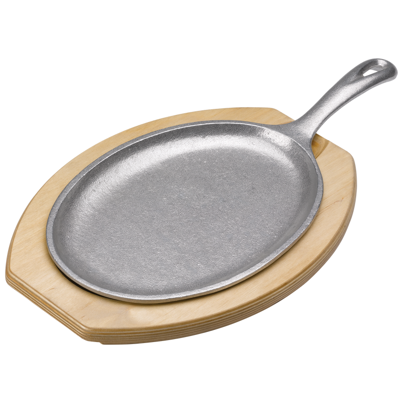 Hot Solutions™ Fajita Cast Aluminum Skillet with Natural Wood Holder