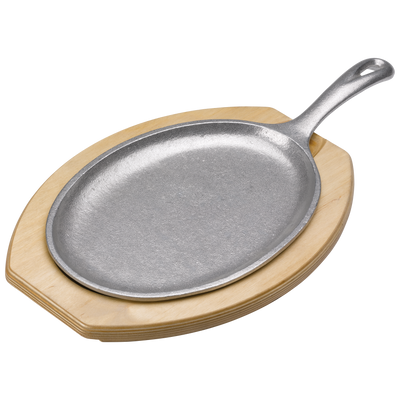 Hot Solutions™ Fajita Cast Aluminum Skillet with Natural Wood Holder