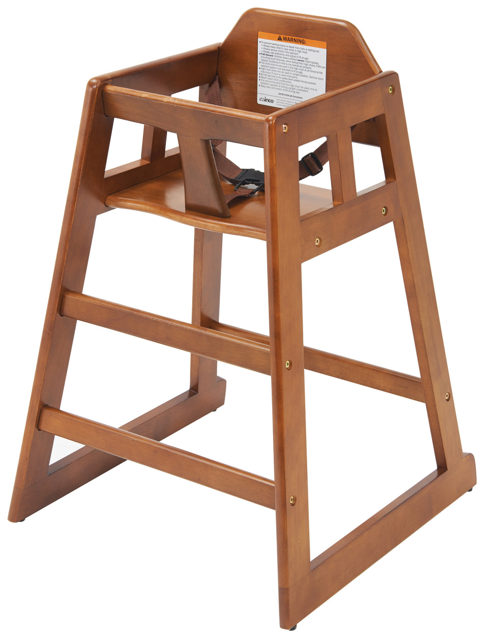 Winco CHH-104 20 Inch High Chair Buckle Strap Rubberwood Walnut Finish