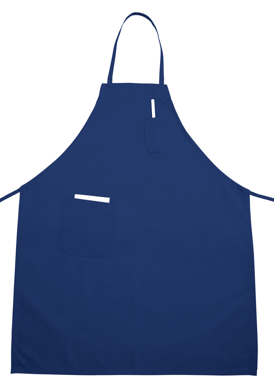 Winco BA-PBL 33 Inch Bib Apron with 2 Pockets Blue Poly-Cotton Blend