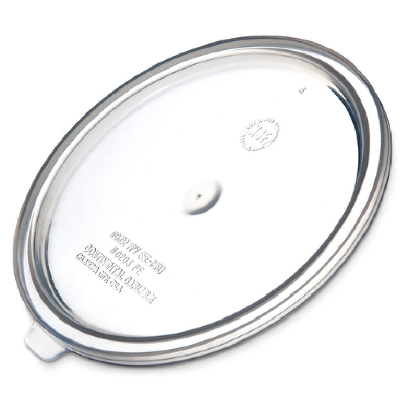 Carlisle 020230 7 Inch Round Bain Marie Food Storage Lid Snap-on Clear Polypropylene