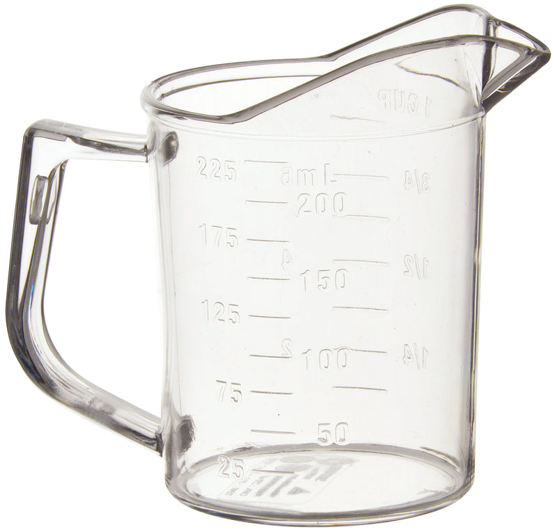 Winco PMU-25 1 Cup Measuring Cup with Raised Graduation Markings Polycarbonate Clear