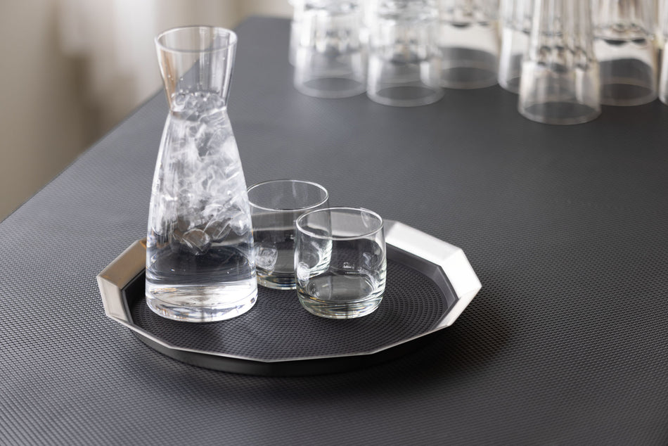 12-Sided 14 in. Medium Non-Slip Serving Tray in Brushed Stainless