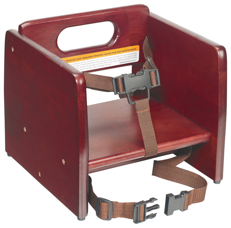 Winco CHB-703 11-3/4 Inch Booster Seat Wood with Waist and Chair Straps Mahogany Finish