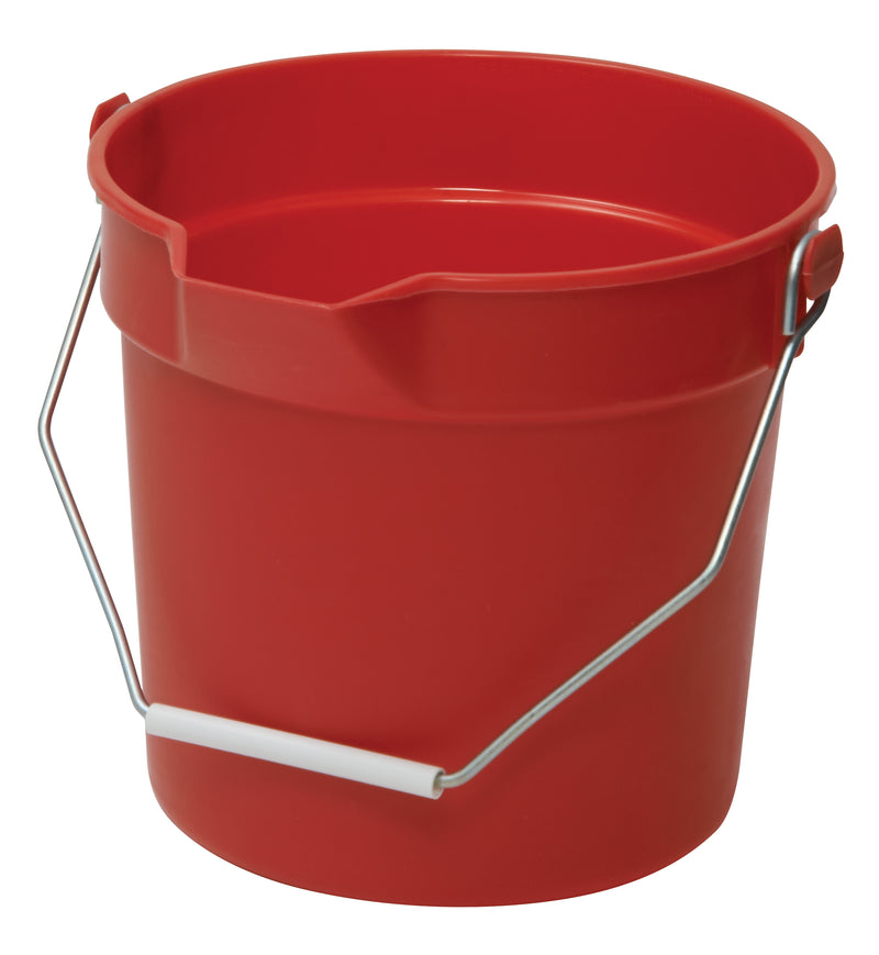 Winco UPP-14R 14 Quart Bucket with Pour Spout and Molded Graduations Red HDPE