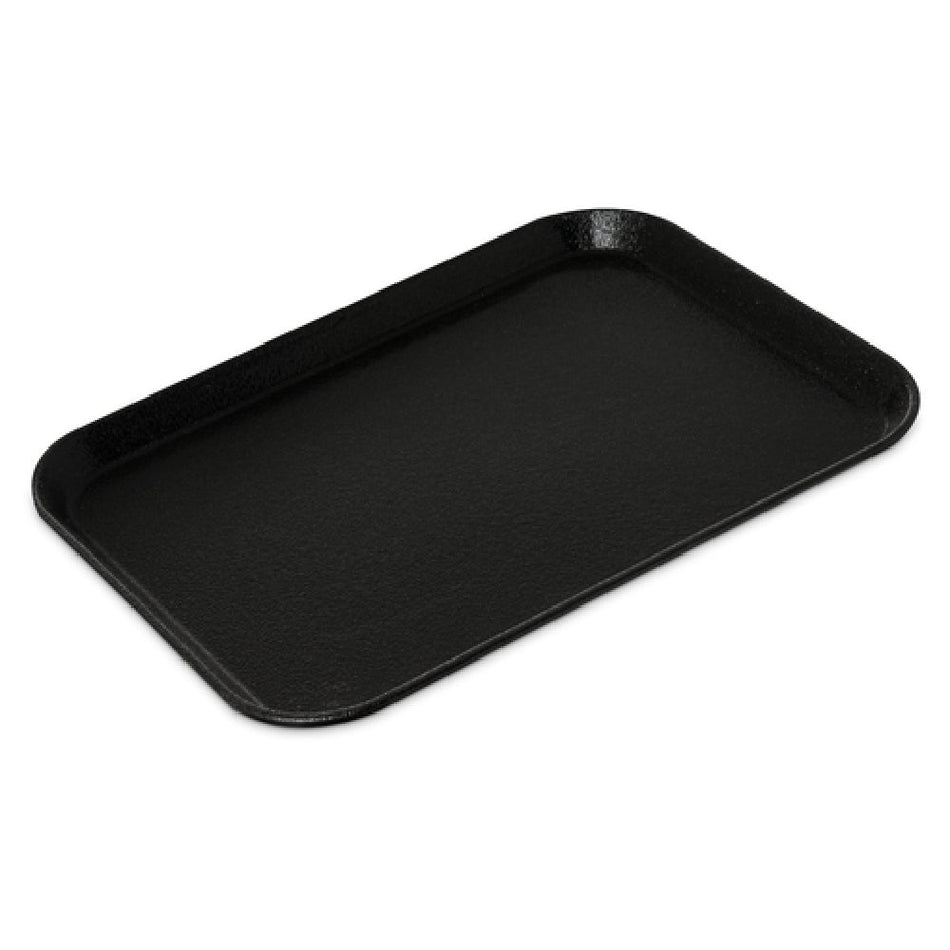Carlisle 3253GR2004 21 Inch Black Rectangular Non-Skid Serving Tray Fiberglass with Coated Edges