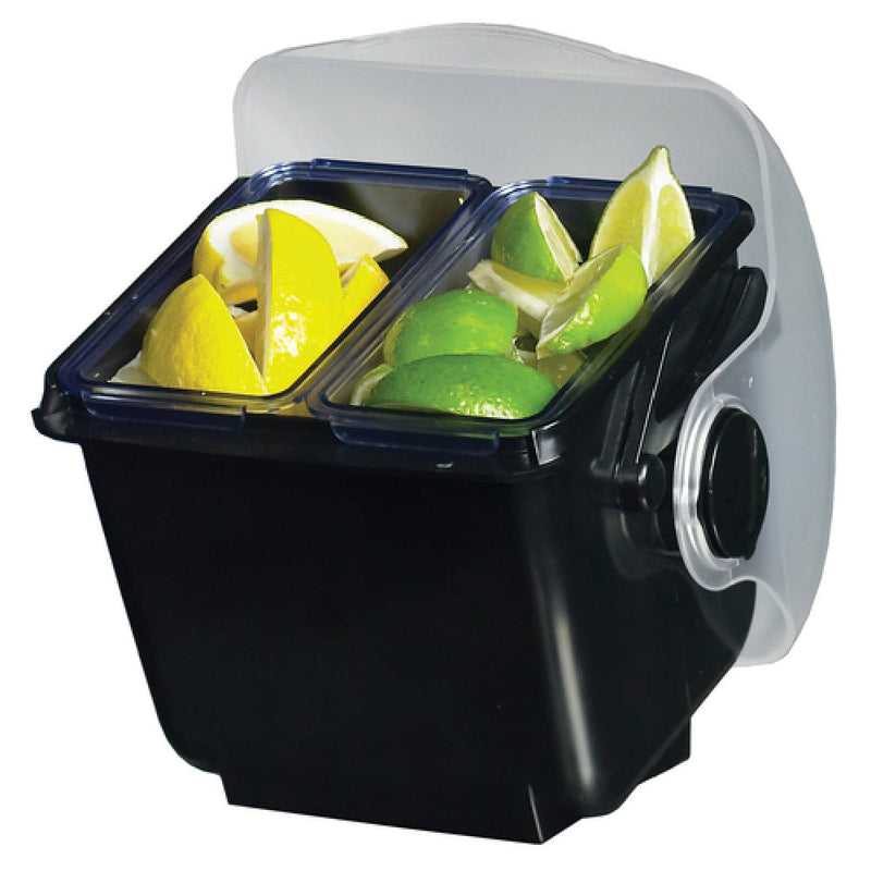 Carlisle BD2003 7-1/2 Inch Mini Dome Condiment Center Black Polycarbonate with End Caps