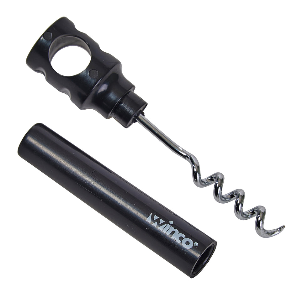 Winco CO-4DK Corkscrew Pack of 2 Twist and Pull Plastic Handle Black