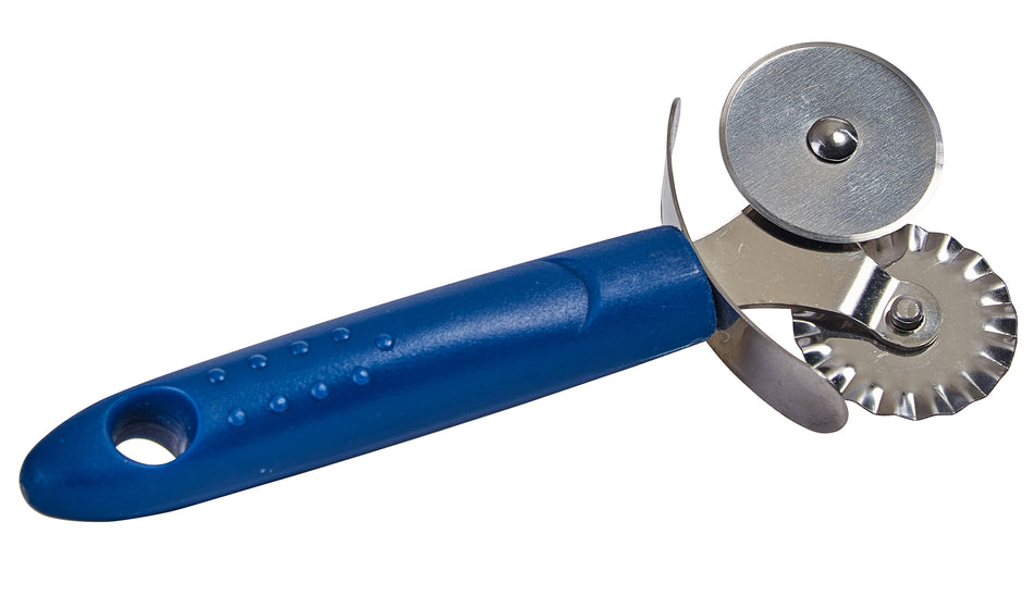 Winco PPC-1D Pastry Wheel Double 2 Stainless Steel Blades Ergonomic Handle with Safety Guard