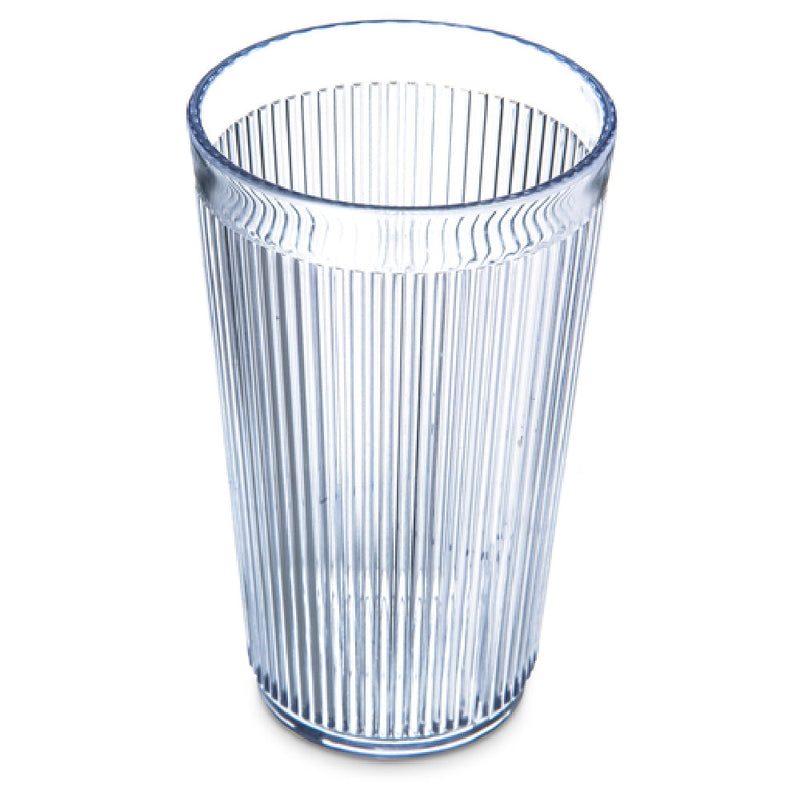 Carlisle 401207 12 Oz Tumbler Ribbed Stackable Dishwasher Safe Clear SAN