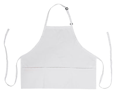 Winco BA-2724W 24 Inch Width Bib Apron with 3 Pockets Adjustable Neck Strap White Poly-Cotton