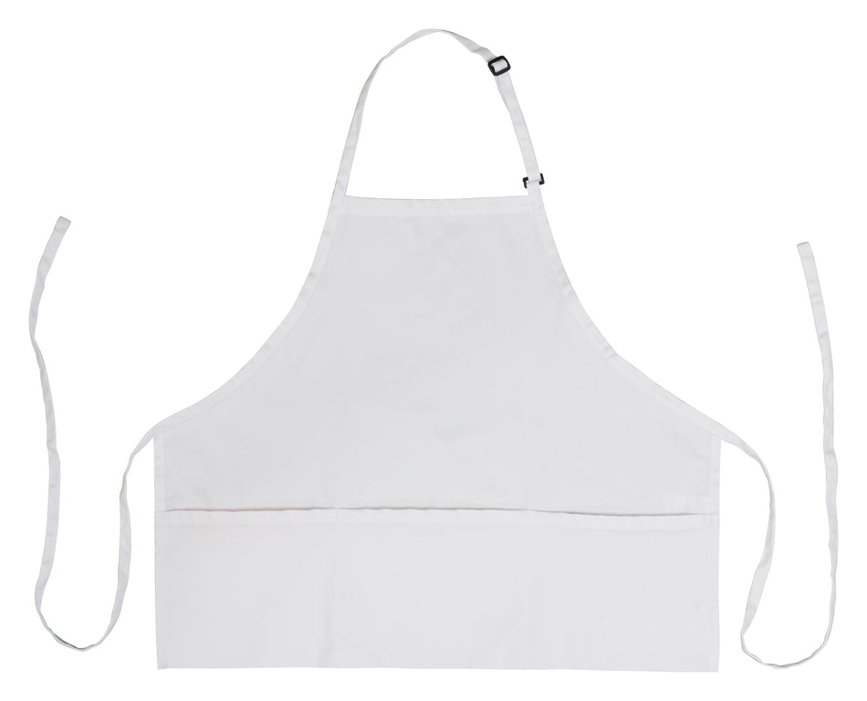 Winco BA-2724W 24 Inch Width Bib Apron with 3 Pockets Adjustable Neck Strap White Poly-Cotton