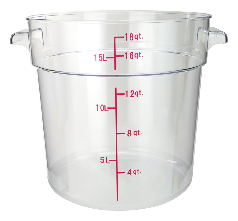 Winco PCRC-18 Round Storage Container, Clear Polycarbonate - 18 Quart