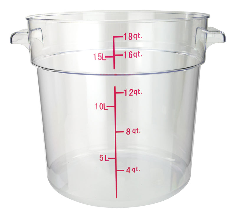 Winco PCRC-18 18 Qt Food Storage Container Round Stackable Polycarbonate Clear