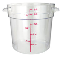 Winco PCRC-18 18 Qt Food Storage Container Round Stackable Polycarbonate Clear