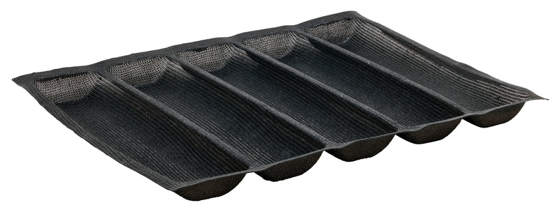 Winco SBF-5K 18 Inch Bread Form Silicone Non-Stick 5 Compartment Black