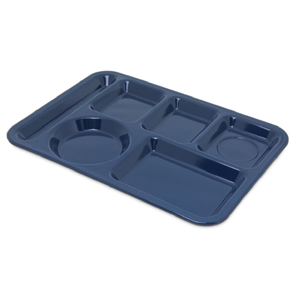 Carlisle 4398050 14 Inch Width Compartment Tray Melamine Blue Left-handed 6 with Scratch and Break Resistant