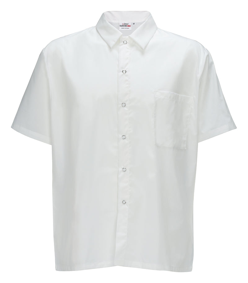 Winco UNF-1W4XL 4XL Chef Shirt Short Sleeve Snap Buttons White Poly-Cotton