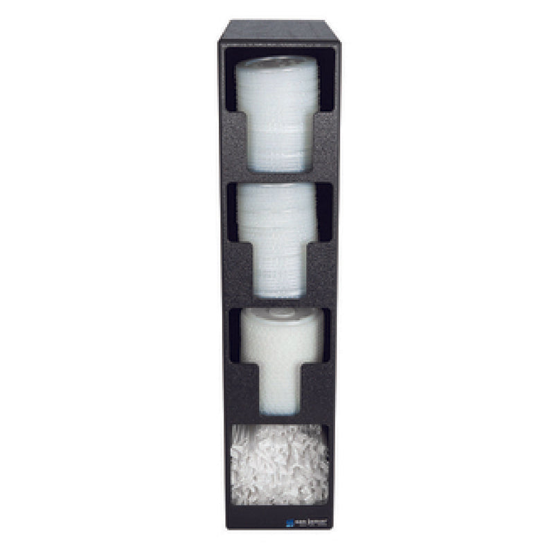 Carlisle L2203 13 Inch Lid Dispenser Polystyrene Black Countertop 3 Sections